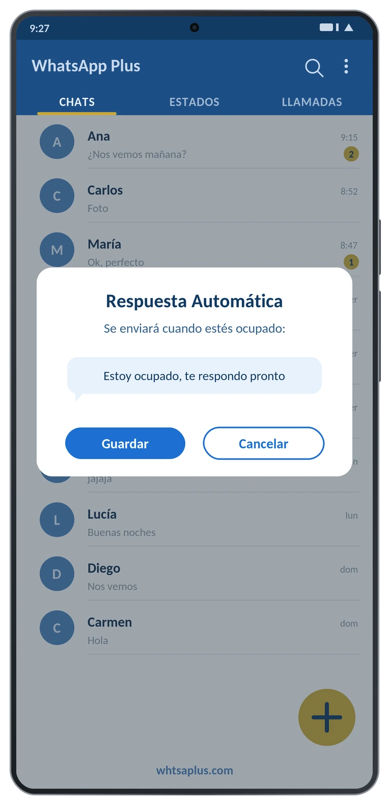 Respuesta automática en WhatsApp Plus