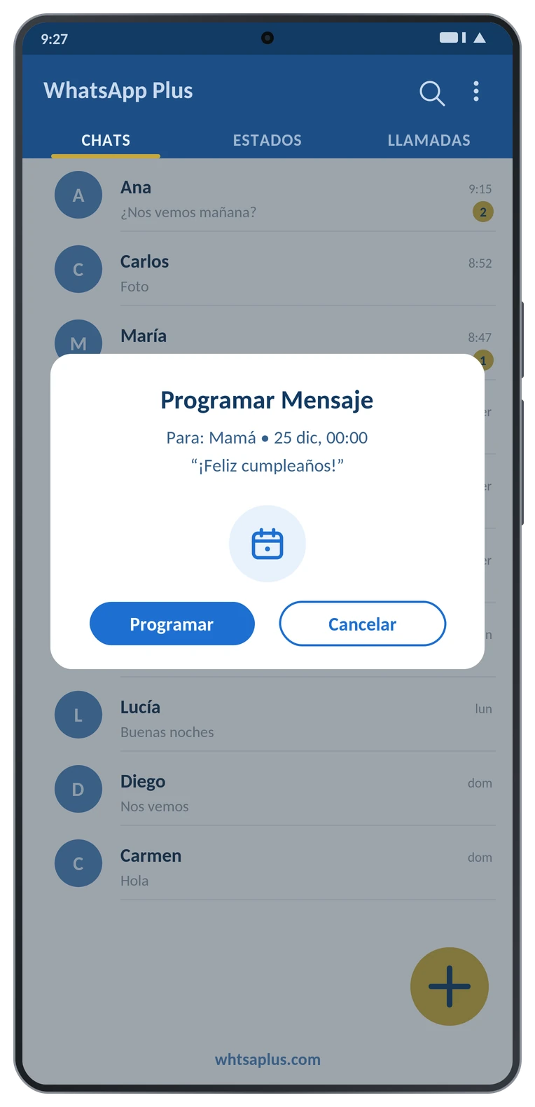 Programar mensajes en WhatsApp Plus