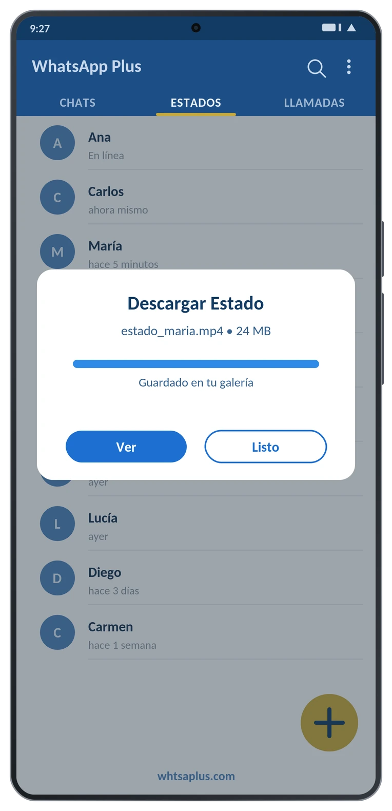 Descargar estados en WhatsApp Plus