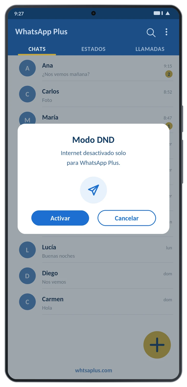 Modo DND en WhatsApp Plus